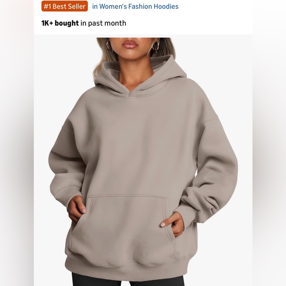 Womens Oversized Hoodie Sweatshirts Fall‎ Fashion Pullover in Coffee Gray
